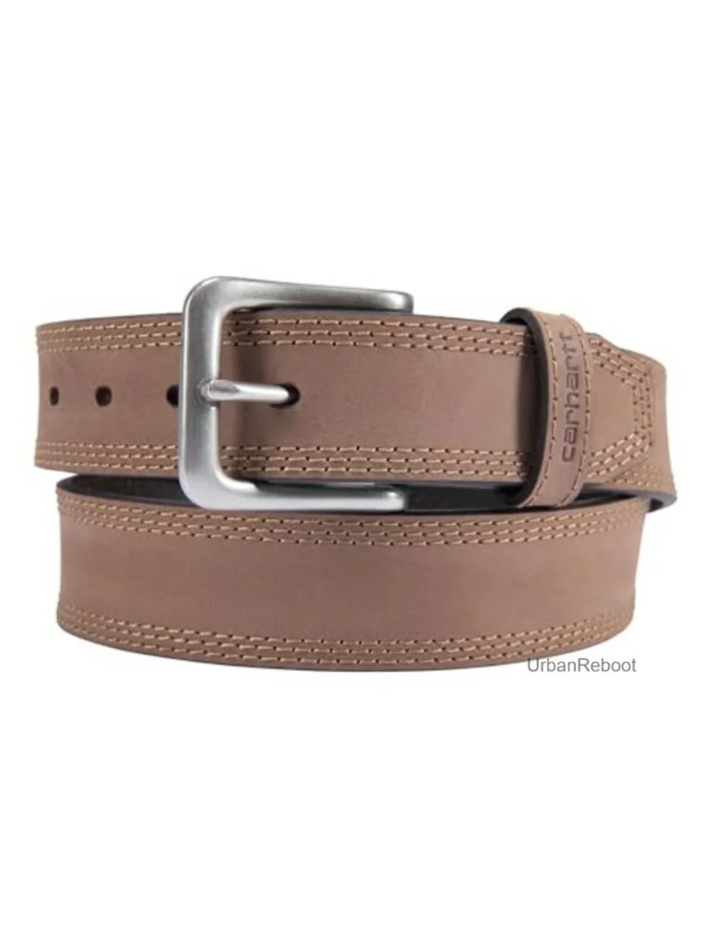 Carhartt Men's Top Grain Leather Triple Stitch Belt Antique Nickel